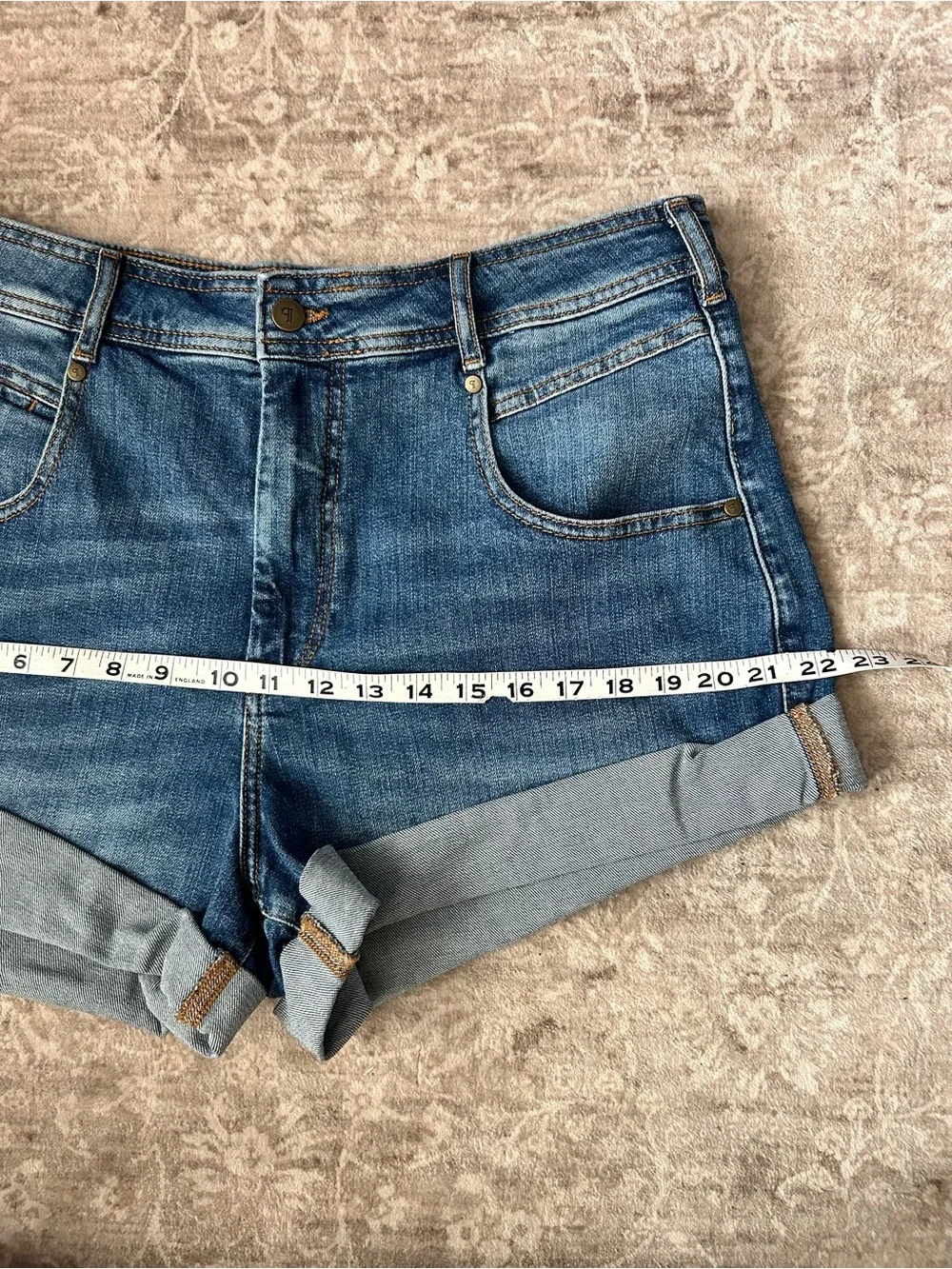 Anthropology Pilcro Medium Blue Denim Rolled Cuff Denim Shorts NWOT